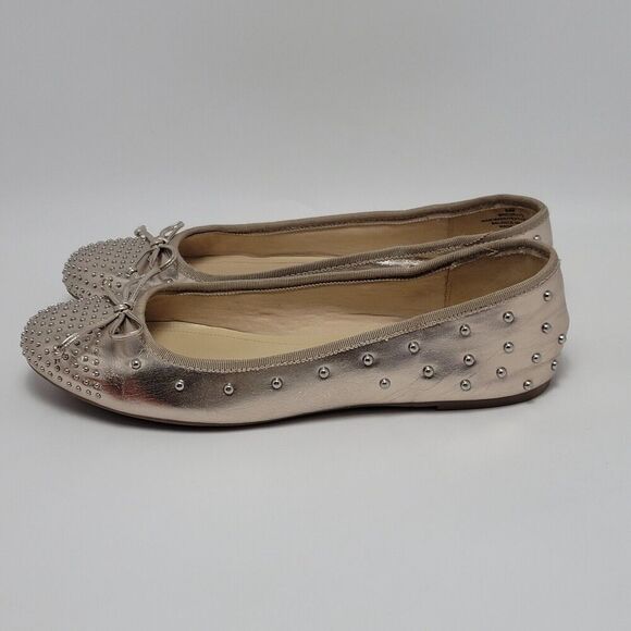 Nine West Women's Metallic Curvy 3 Bow Tie Studded Ballet FlatsSize 9.5 M - Picture 2 of 13